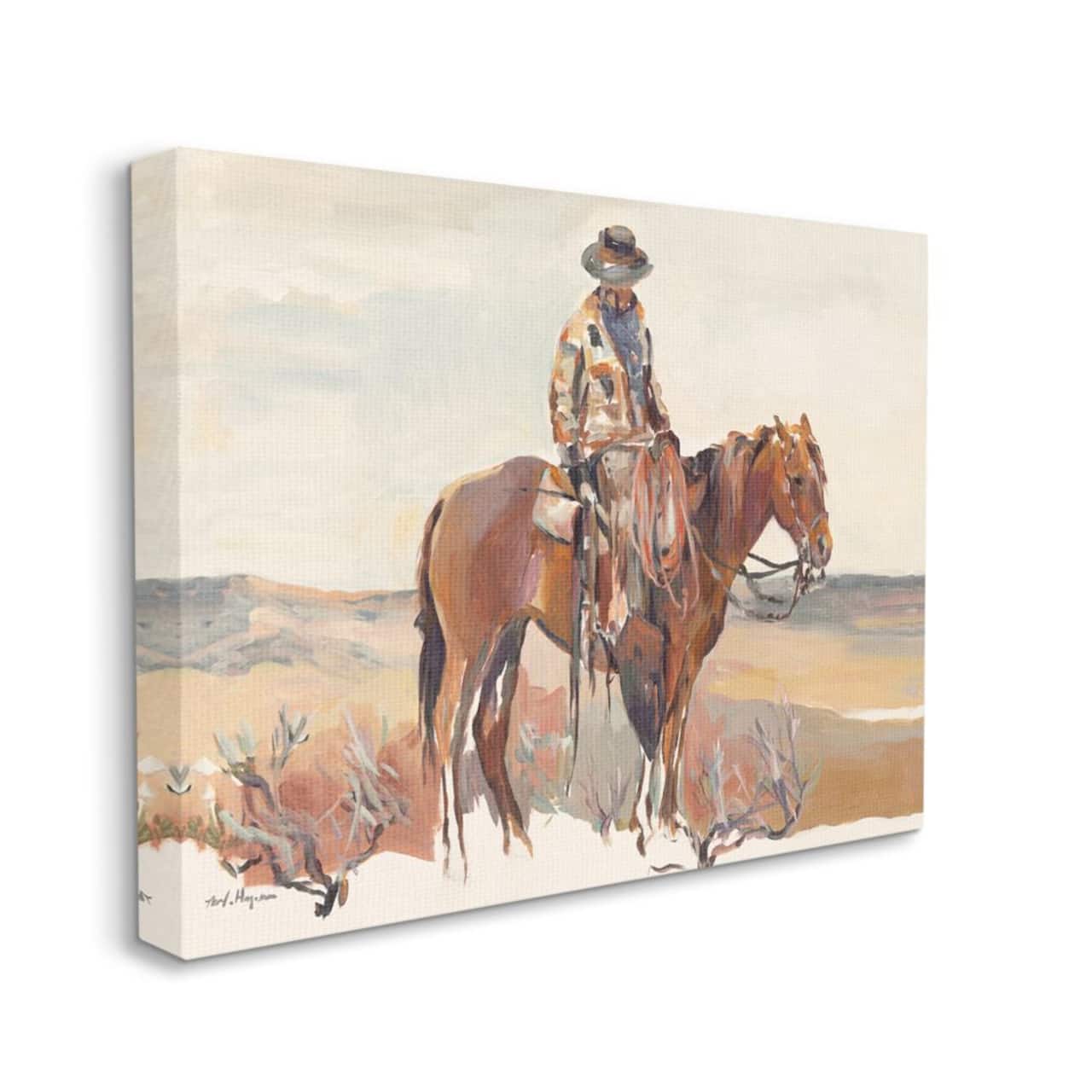 Stupell Industries Cowboy Fields And Farm Western Painting Canvas Wall Art